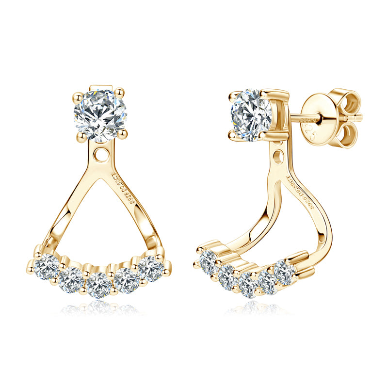 Moissanite Jacket Stud Earrings in Sterling Silver - Solomon Jewelers