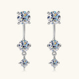 Moissanite Sterling Silver Drop Earrings - Solomon Jewelers