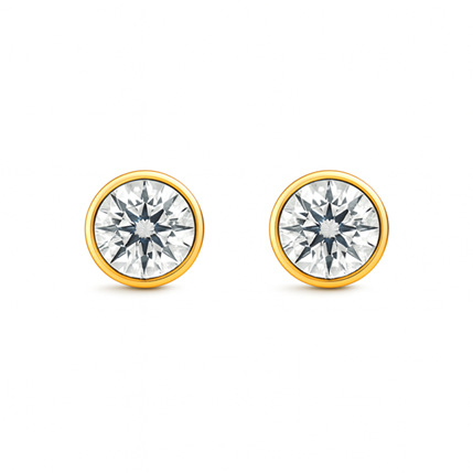 1/2 CT. T.W. Bezel-Set Round Lab Diamond Stud Earrings in 14K Gold - Solomon Jewelers