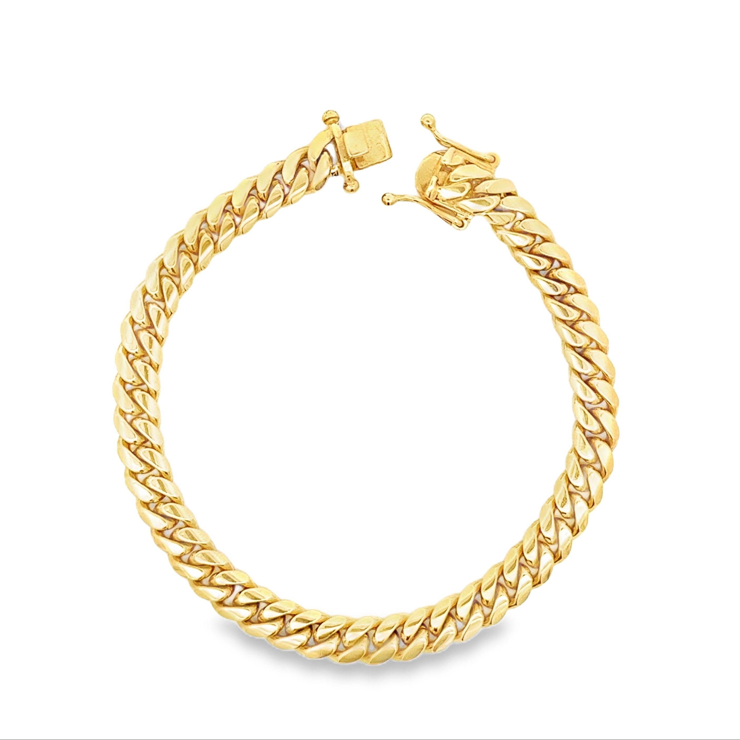 High-Polish Gold Miami Cuban Bracelet with Box Lock - Solomon Jeweler Kansas
