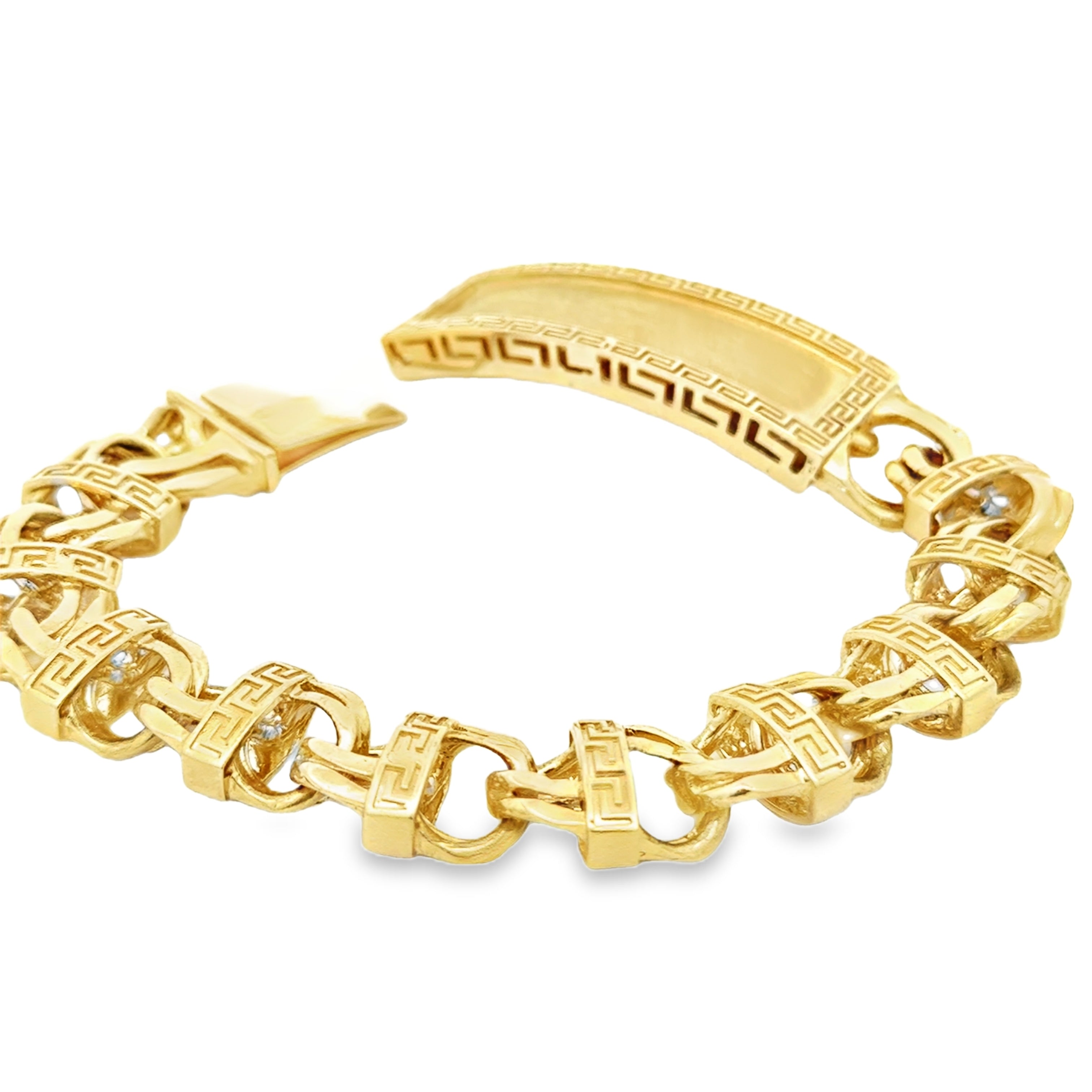 Solid Chino Link Bracelet with ID Lock  in 10 Karat Yellow Gold.