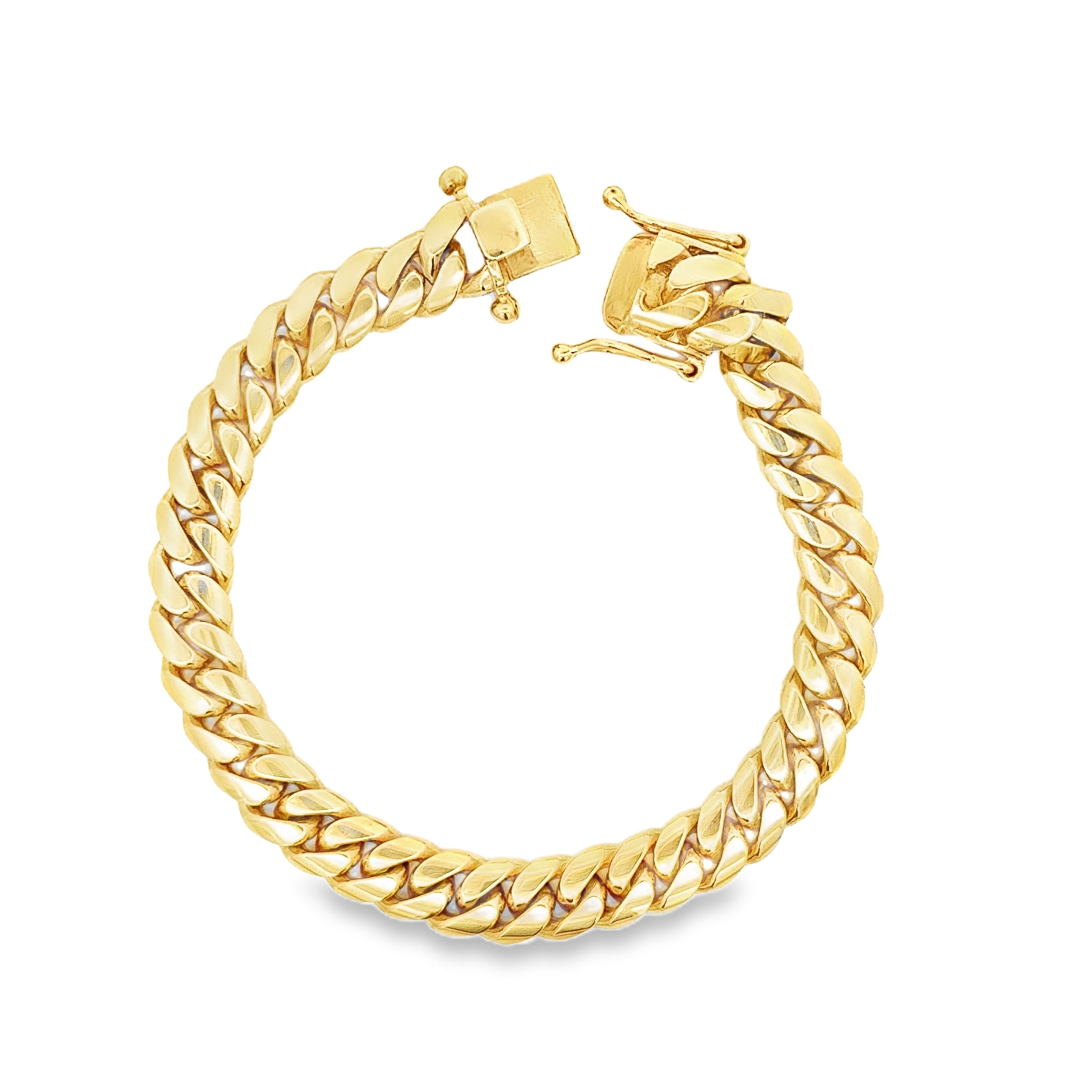 Solid Gold Miami Cuban Bracelet with Box Lock