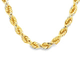 10karat solid two-tone rope chain.