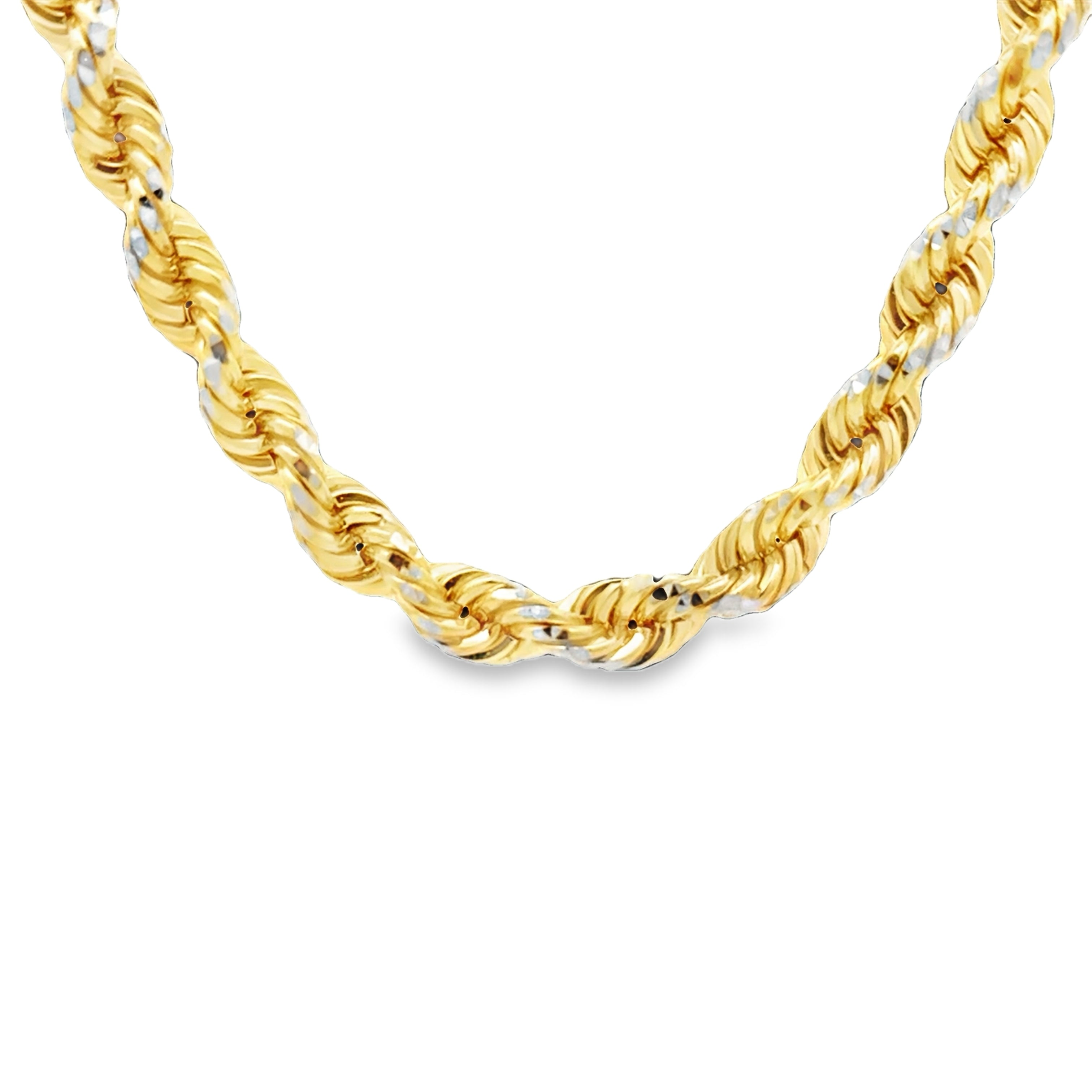 10karat solid two-tone rope chain.