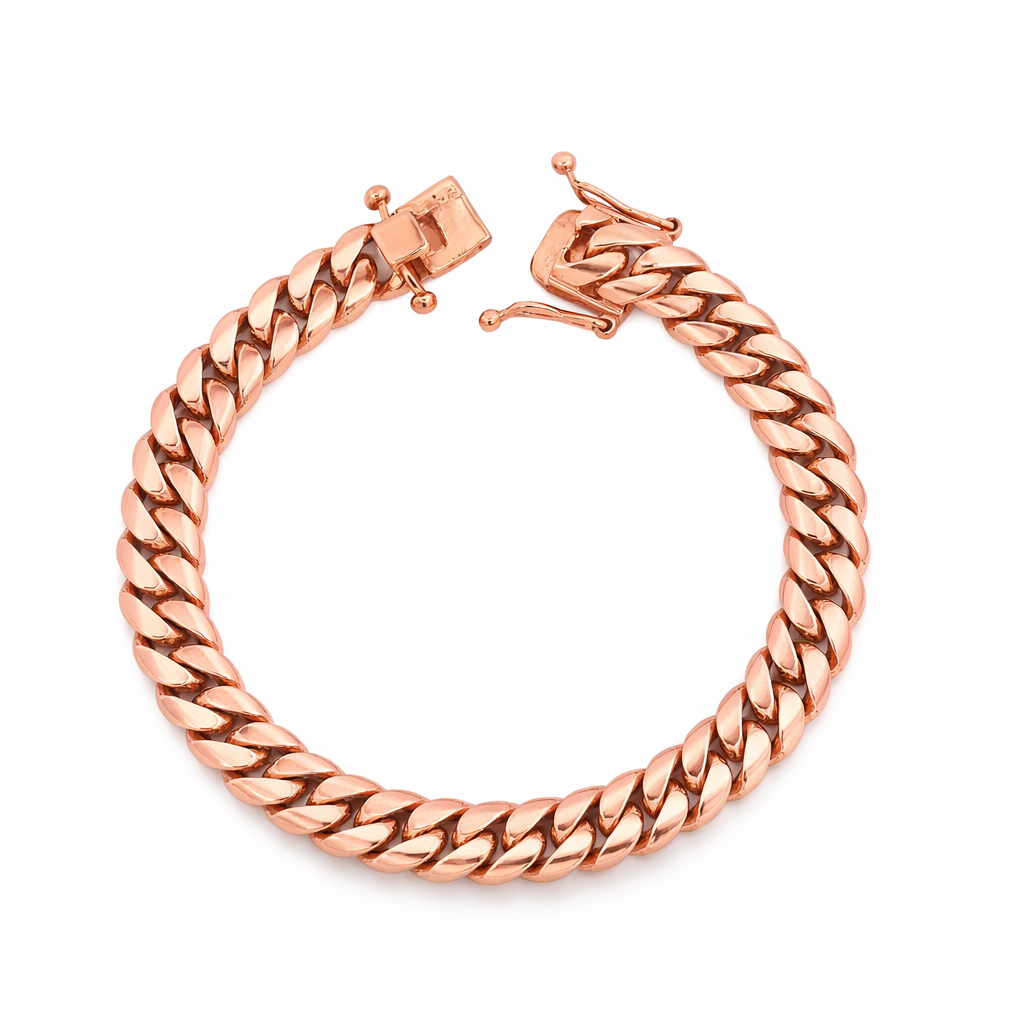 9MM Solid Rose Gold Miami Cuban Bracelet – Solomon Jeweler Wichita Kansas