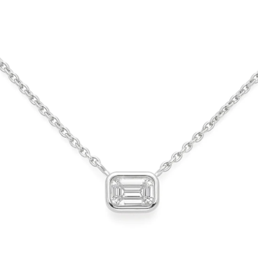 White Gold Emerald Diamond Pendant Necklace Solomon Jeweler