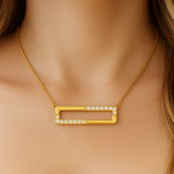 Open Bar Diamond Pendant Necklace in Yellow Gold