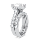 Princess-cut solitaire diamond engagement ring with matching diamond band in 14K gold