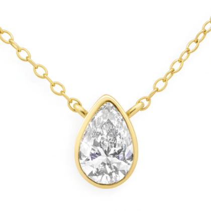 Solomon Jeweler solitaire Teardrop Diamond Necklace