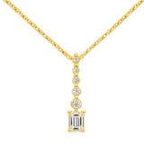 Emerald-Cut and Round Diamond Pendant Close-Up