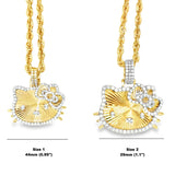 Diamond Hello Kitty pendant in 10K yellow gold available in two sizes.