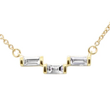 14KT Yellow Gold Baguette Diamond Bar Necklace Pendant