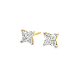Two-tone 14K gold lily-cut lab diamond floral earrings