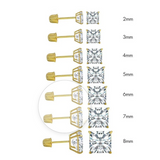 Princess Cut Stud Earrings in 14 Karat Gold - Solomon Jewelers