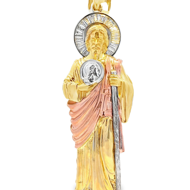 10 Karat Tri-Color Gold St. Jude Pendant - Solomon Jewelers