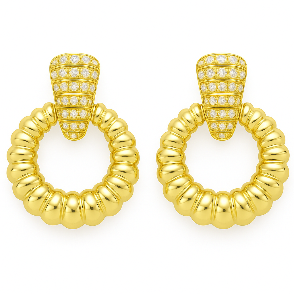 4K Gold Ribbed Hoop Diamond Earrings – Solomon Jeweler