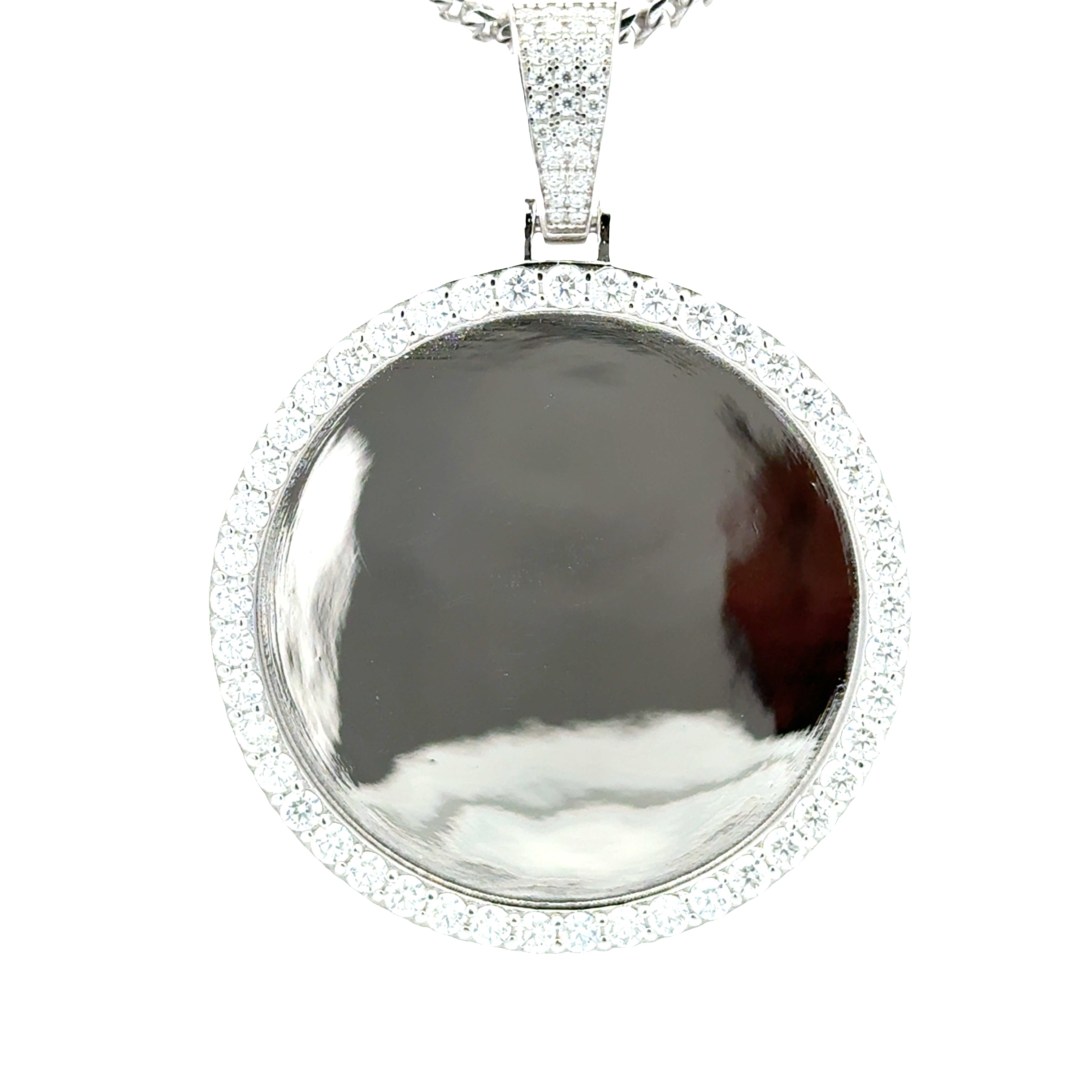 Sterling silver moissanite halo memory pendant
