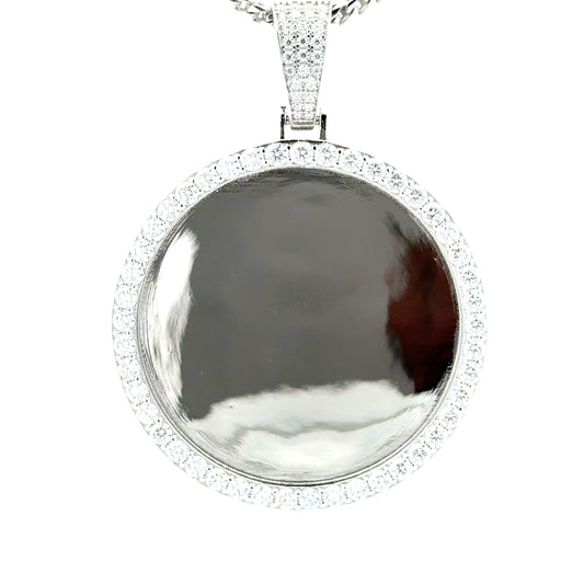 Sterling silver moissanite halo memory pendant