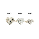 Sterling silver nugget heart ring with textured heart design from Solomon Jeweler