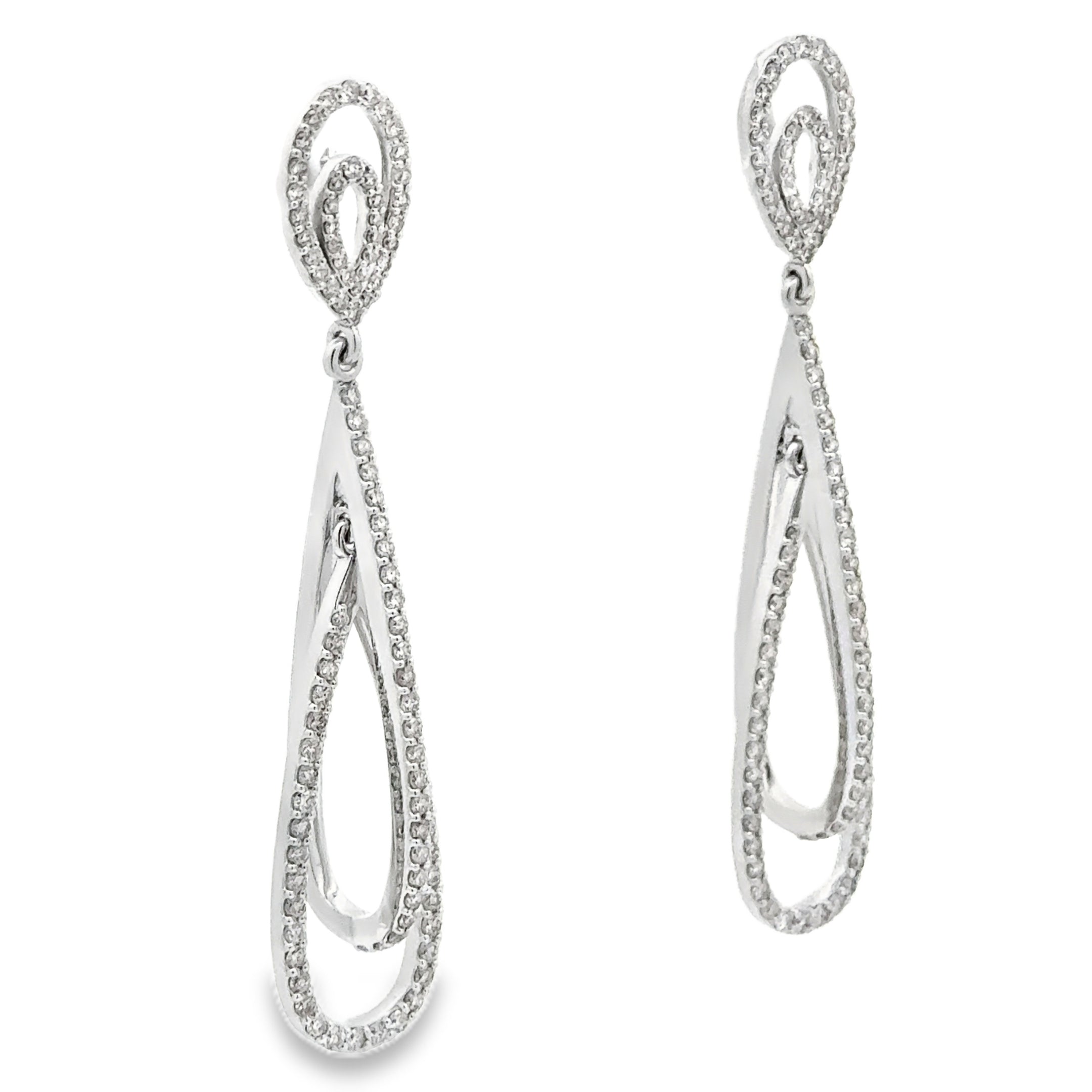 Double-Loop Teardrop Diamond Earrings