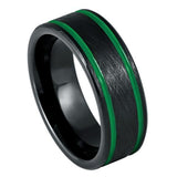 Tungsten Black IP Plated Ice Finish with Two Green Lines