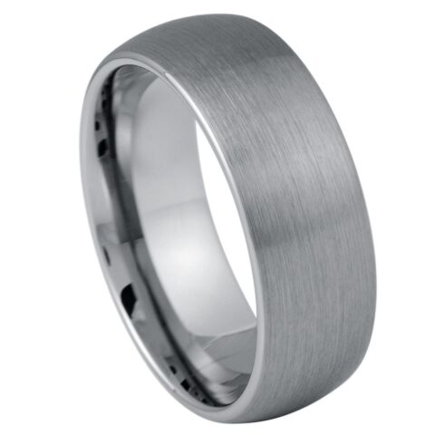 Tungsten Ring Gray Brushed Domed Classic Style