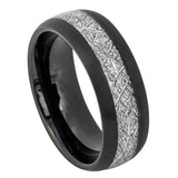 Tungsten Ring Black with Imitation Meteorite Inlay