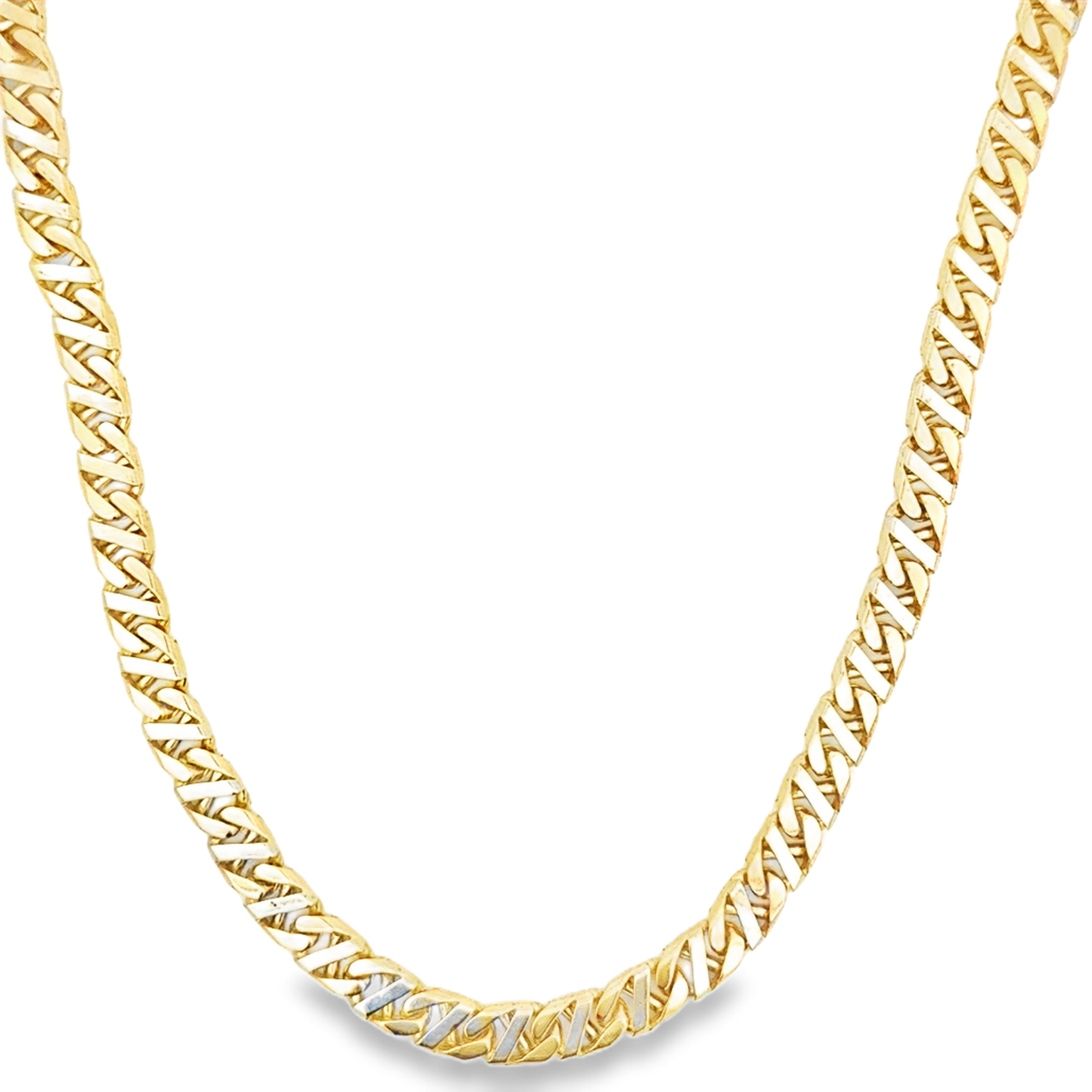 10 karat two-tone solid link chain for men;s.