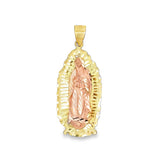 Two-tone yellow and rose gold Virgin Mary charm