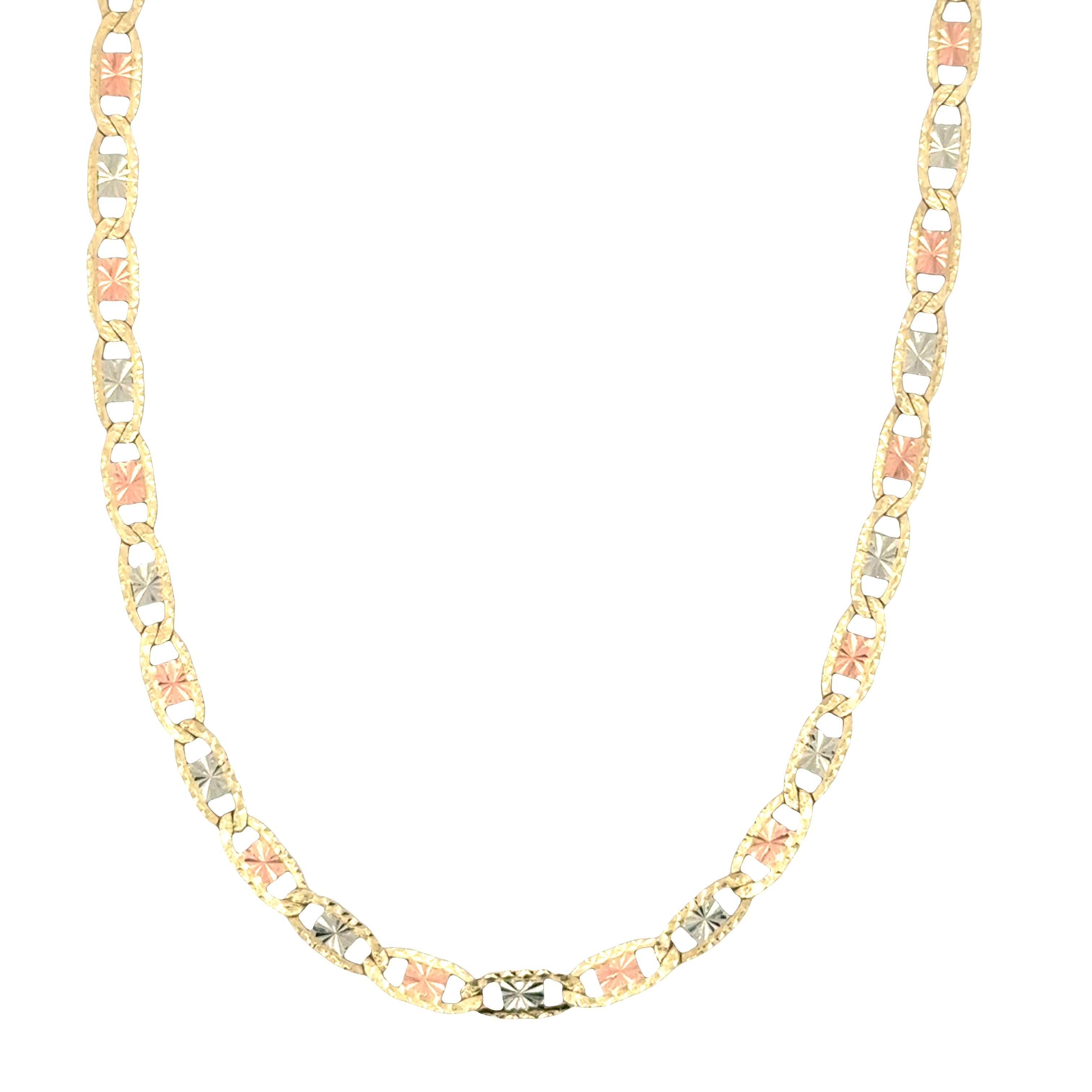 10karat Valentino tri color gold chain necklace. Solomon Jeweler