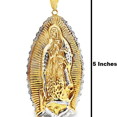10Karat Yellow and White Gold Virgin Mary Pendant - Solomon Jewelers