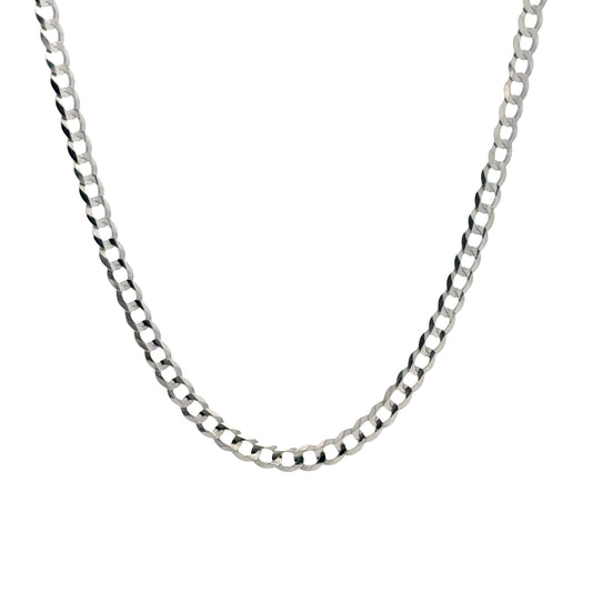 10 karat white gold solid curb link chain necklace with high polish finish