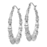 White gold bamboo hoop earrings in 14K gold with a sleek, polished finish, featuring a classic hoop design.