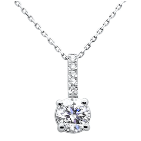 Solomon Jeweler round Solitaire Diamond Drop Necklace