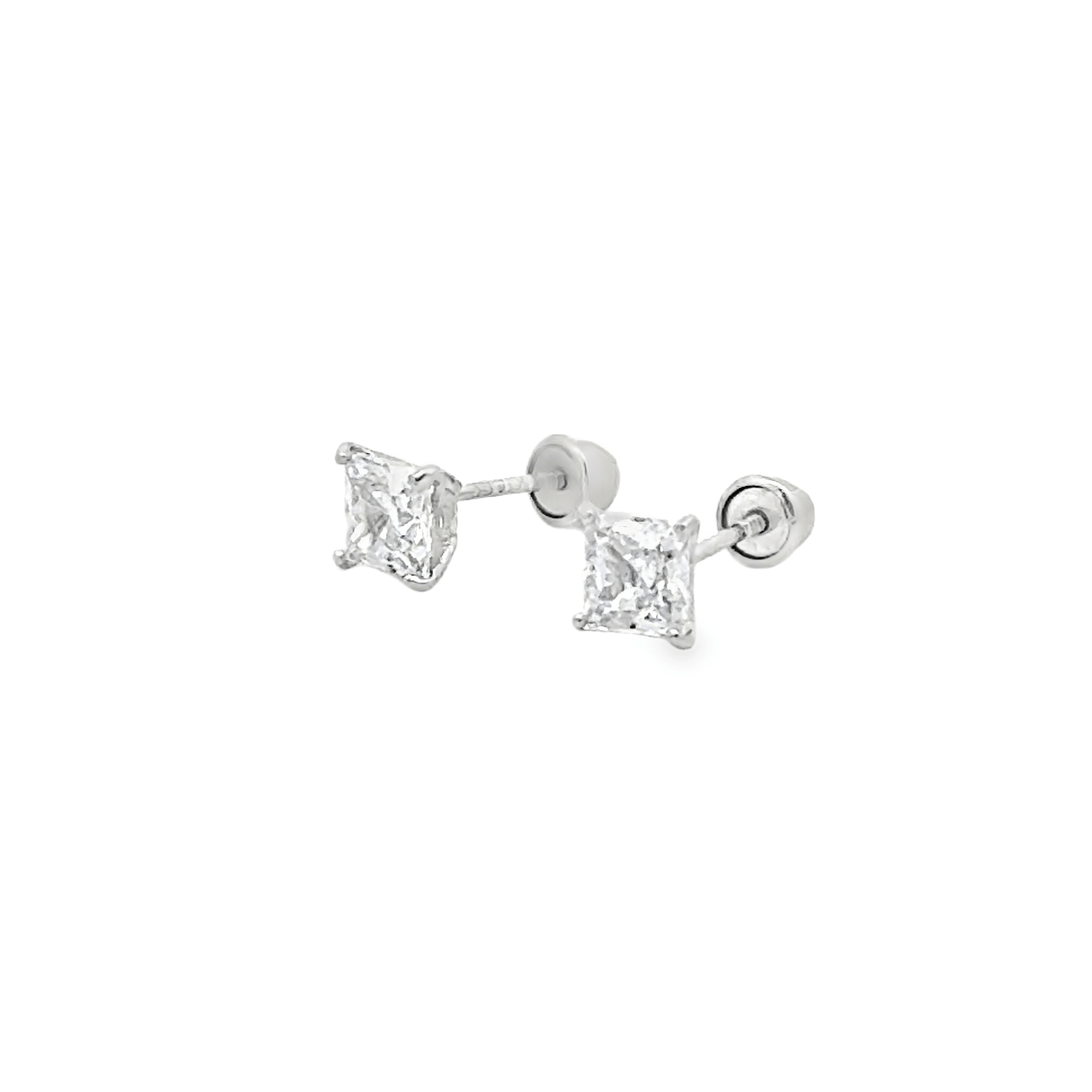 Princess Cut Stud Earrings in 14 Karat Gold - Solomon Jewelers