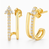 New Modern Collection 14K Diamond U-Shaped Earrings