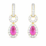 14K Gold Diamond and Pink Sapphire Pear Drop Earrings – Solomon Jeweler