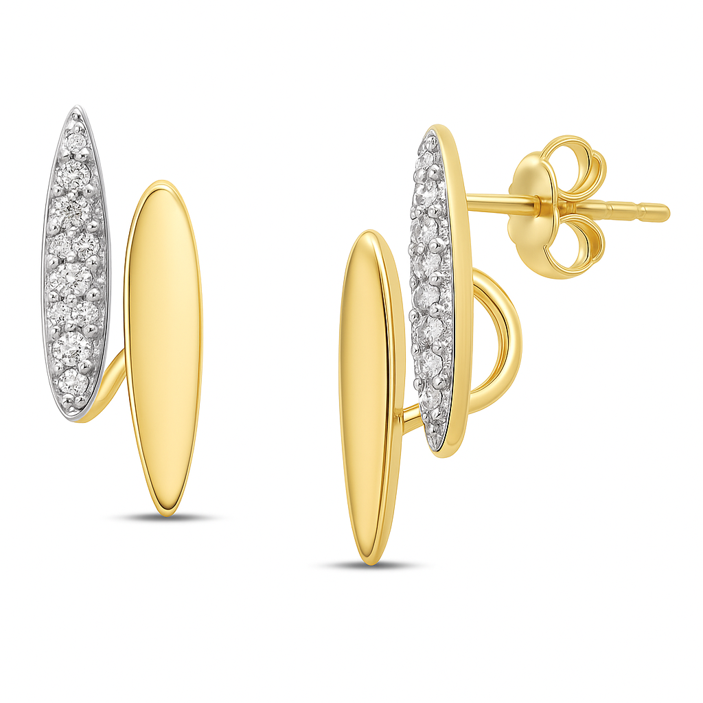 14K Gold Modern Sculpted Diamond Earrings – Solomon Jeweler
