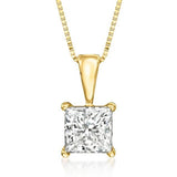 1 CT. Certified Princess Cut Lab-Created Diamond Solitaire Pendant in 14K Gold (VS/H)