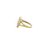 10K gold nugget heart ring with diamond cut texture