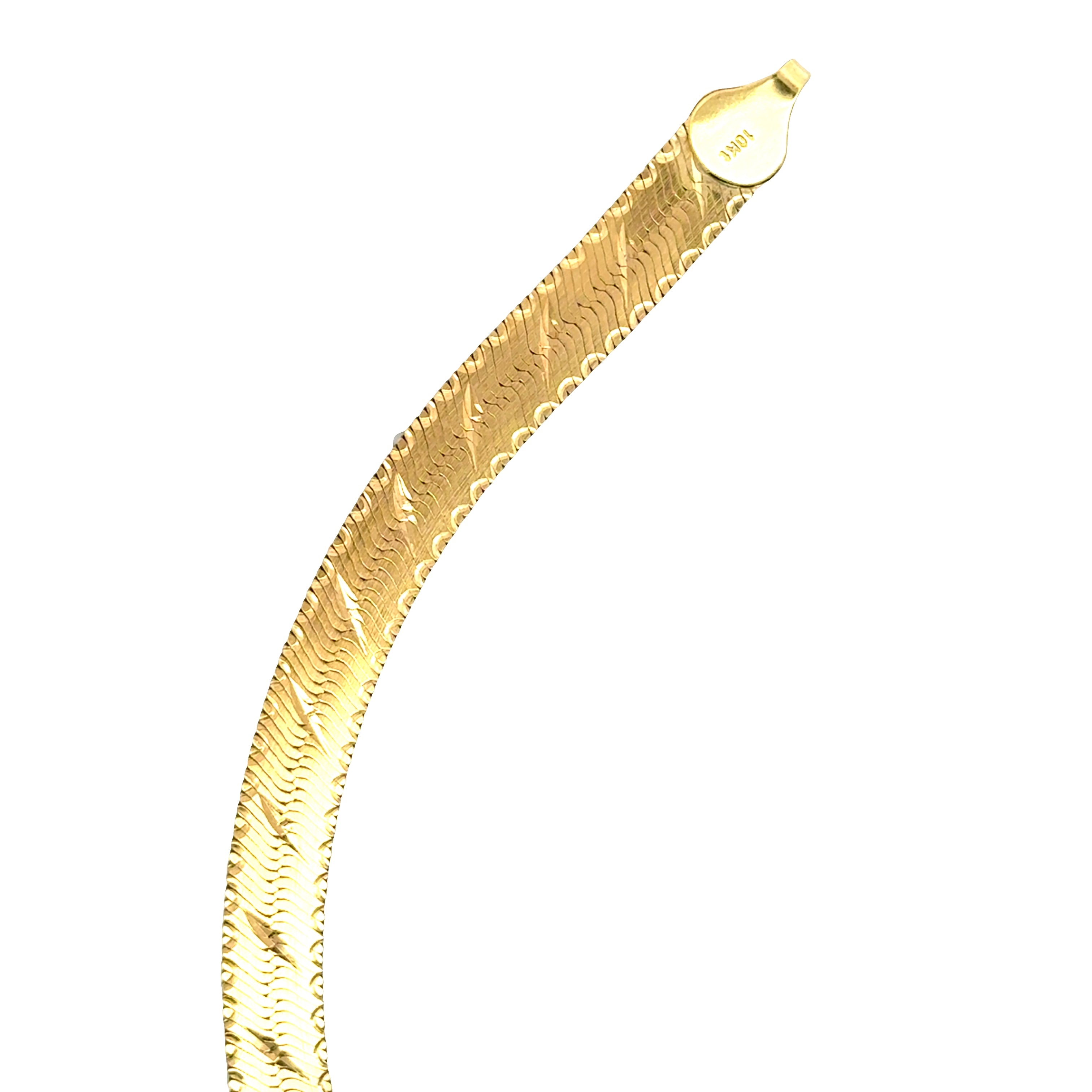 Solid 10k gold herringbone necklace available at Solomon Jeweler Wichita Kansas.