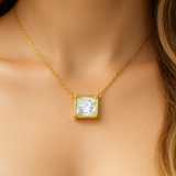 Princess Cut Diamond Pendant in Yellow Gold – Solomon Jeweler