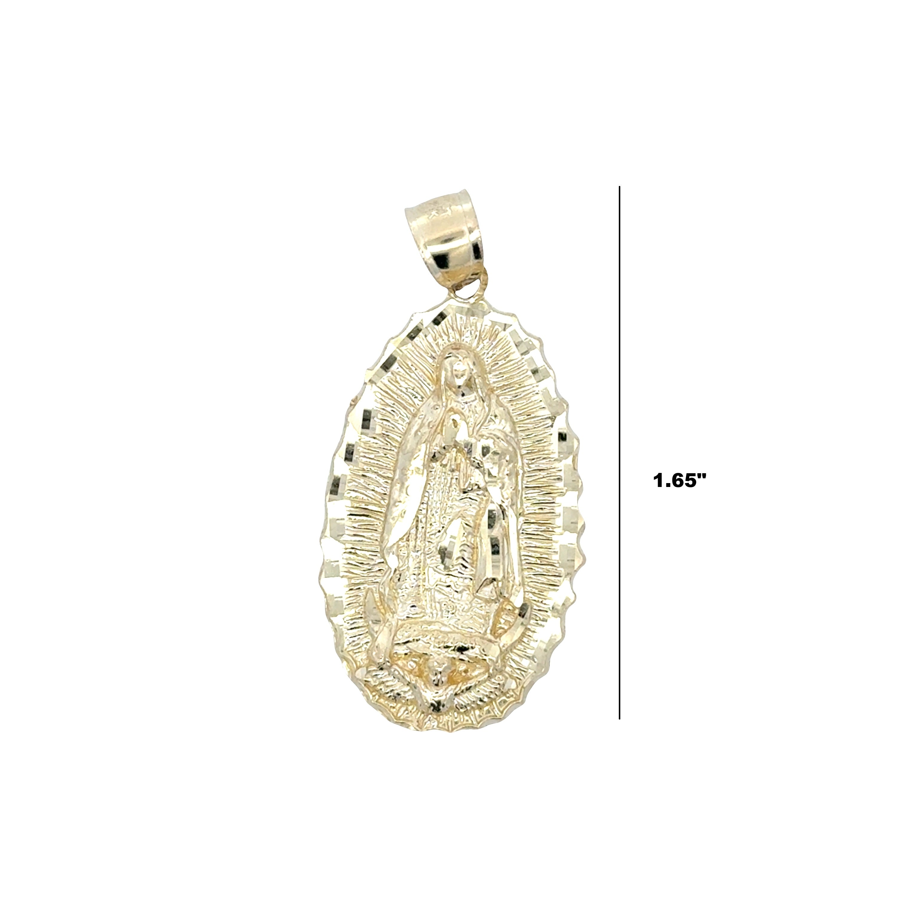 10K Yellow Gold Virgin Mary Pendant – Religious Medallion - Solomon Jewelers